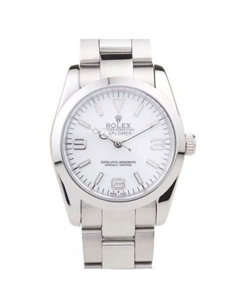 Rolex Explorer Polished Stainless 98086 Steel White Dial Men 37MM