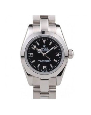 Rolex Explorer Polished Stainless Steel Black Dial 98089 Women 26MM