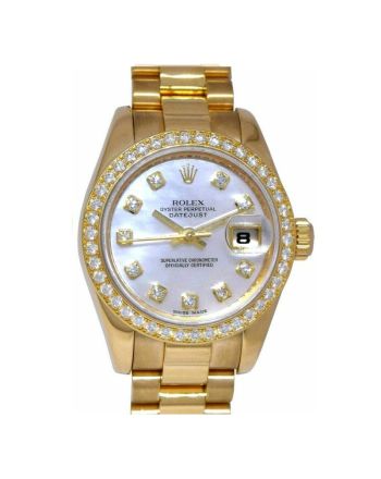 Datejust President 18k Yellow Gold MOP Diamond Ladies 26mm Watch